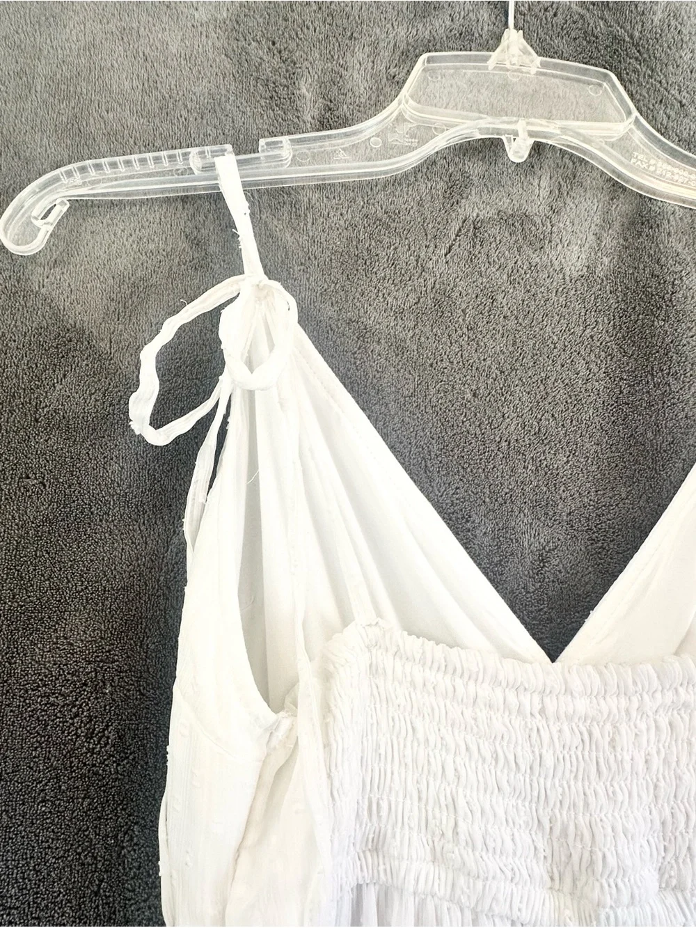 Abercrombie & Fitch White Tiered Maxi Dress with Tie Straps